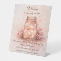 Panneau de bienvenue de mariage romantique – Pot M