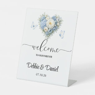 Panneau de bienvenue de mariage sur piédestal