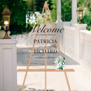 Panneau de bienvenue de mariage verdoyant