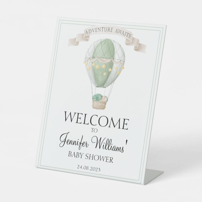 Panneau de bienvenue du baby shower de montgolfièr (Recto)