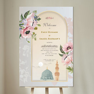 Panneau de bienvenue Nikah Dôme vert de mariage