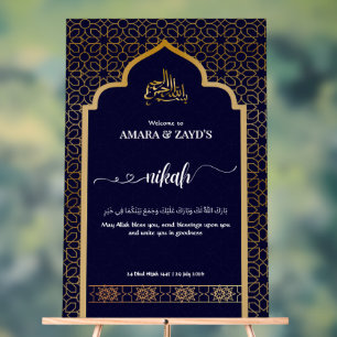 Panneau de bienvenue Nikah personnalisé – Bleu mar