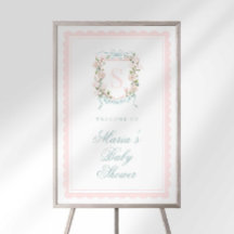 Panneau de bienvenue pour baby shower avec blason
