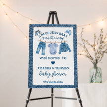 Panneau de bienvenue pour Baby Shower Blue Jean Bo