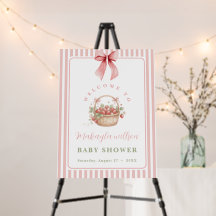 Panneau de Bienvenue pour Baby Shower Fille Rose F