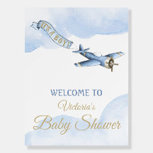 Panneau de bienvenue pour Baby Shower Vintage Avio