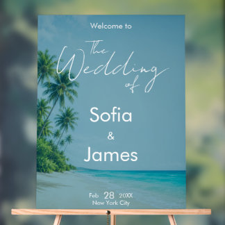 Panneau de Bienvenue pour Mariage sur Plage Tropic