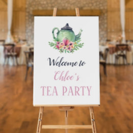 Panneau de bienvenue Tea Party sur panneau de mous