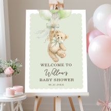 Panneau de bienvenue Teddy Bear Balloons Baby Show