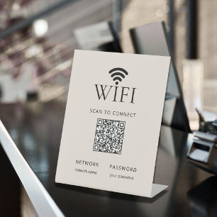 Panneau de bureau de mot de passe WiFi minimaliste