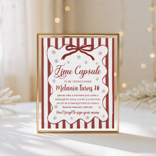 Panneau de capsule temporelle d'hiver rouge