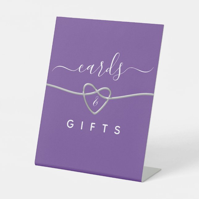 Panneau de cartes et cadeaux de mariage violet (Recto)