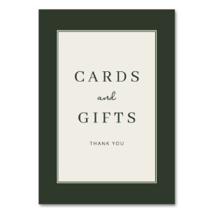 Panneau de cartes et cadeaux élégant en vert avec