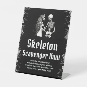 Panneau de chasse au trésor squelette Halloween go
