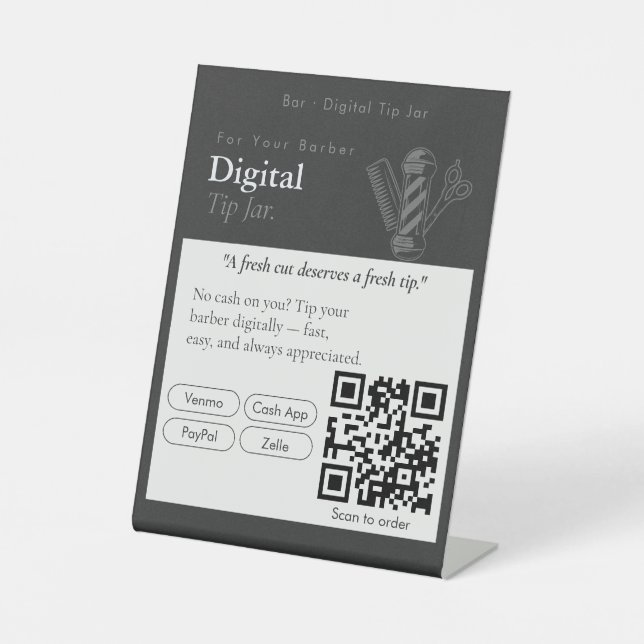 Panneau de code QR de pot à pourboire numérique no (Recto)