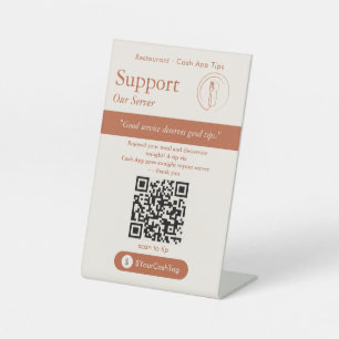 Panneau de code QR de pourboire Cash App en terrac