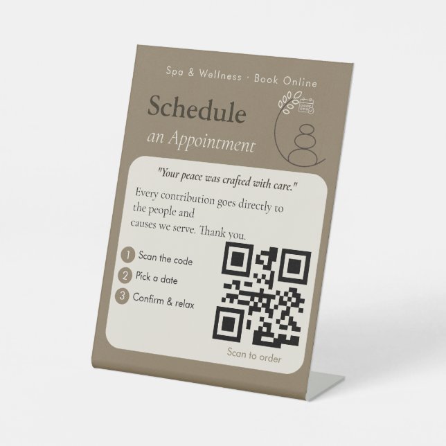 Panneau de code QR de rendez-vous en beige moderne (Recto)