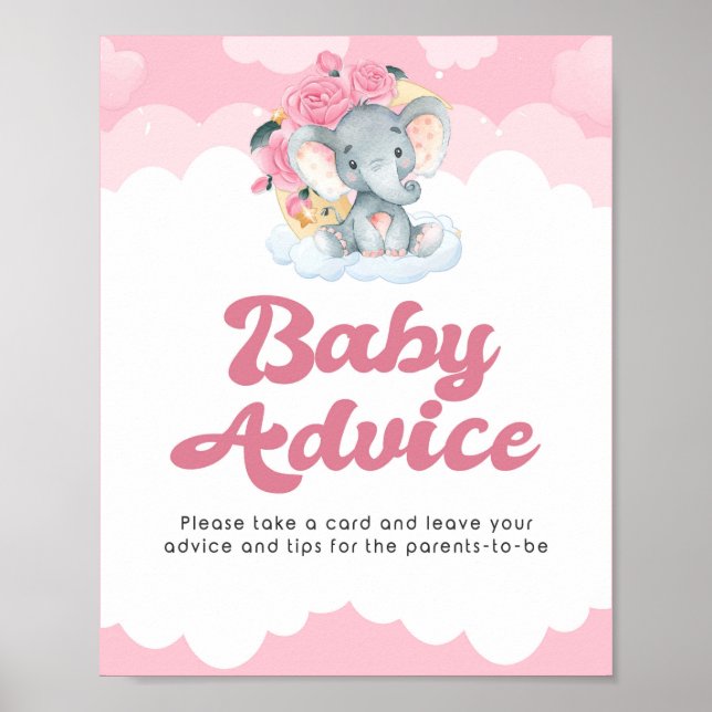 Panneau de conseil Poster Baby shower de fille Elé (Devant)