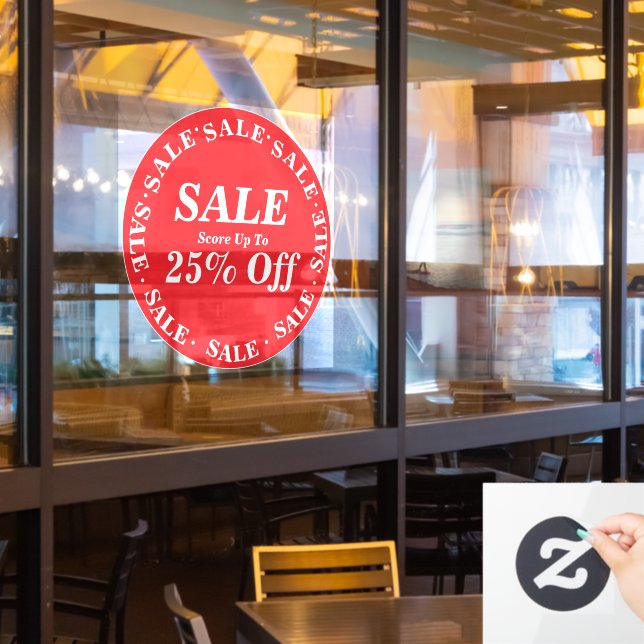 Panneau de fenêtre de magasin en solde - Texte per (Fenêtre du restaurant)