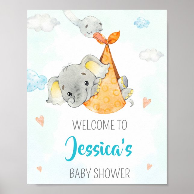 Panneau de fête d'accueil cigogne affiche de la fê (Devant)