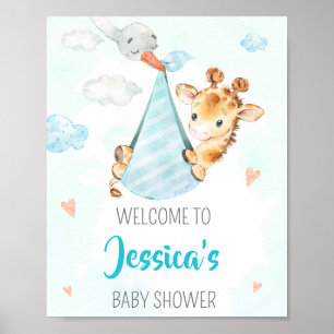 Panneau de fête d'accueil cigogne poster de fête g