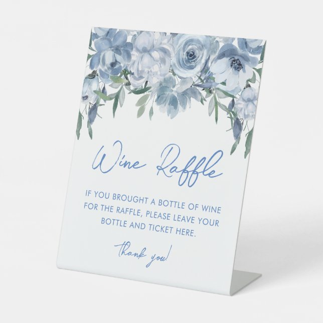 Panneau de Fête des mariées Blue Floral Wine Raffl (Recto)