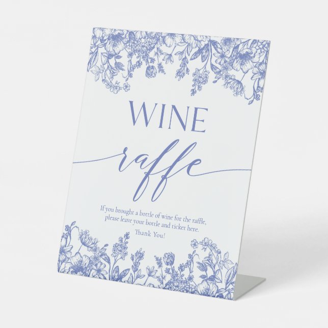 Panneau de Fête des mariées Blue Floral Wine Raffl (Recto)
