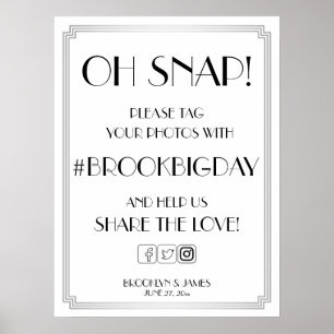 Panneau de Hashtag Argent Art Déco Gatsby 18x24