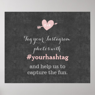 Panneau de hashtag de photos de mariage au tableau