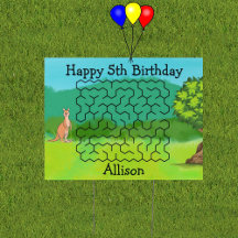 Panneau de jardin d'anniversaire Kangourou et feui