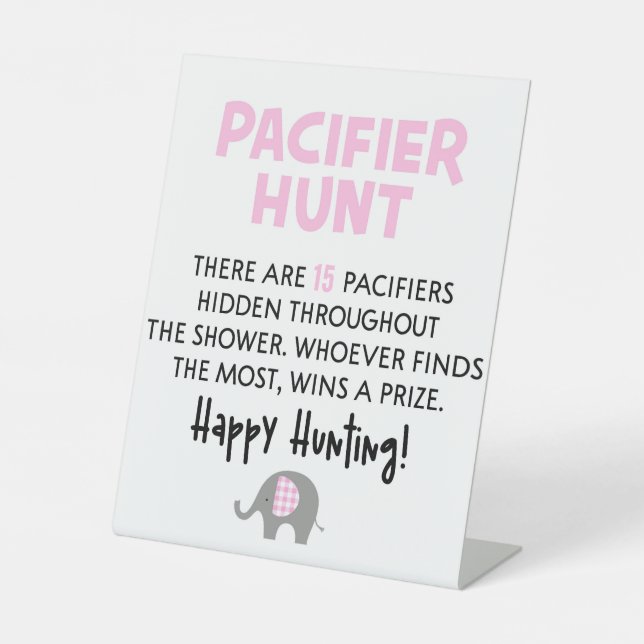 Panneau de jeu Baby shower de chasse à l'éléphant  (Recto)