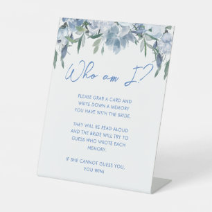 Panneau de jeu Dusty Blue Floral Who Am I Fête des