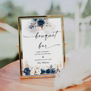 Panneau de la barre de bouquet bleu marine et rose