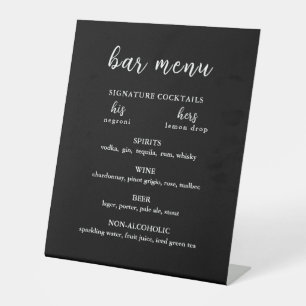 Panneau de la barre de Mariage moderne noir et bla
