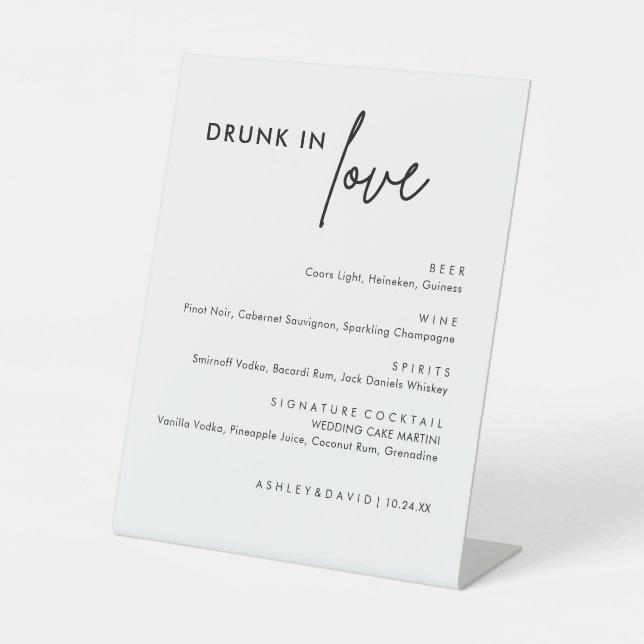 Panneau de la barre Mariage moderne Drunin In Love (Recto)