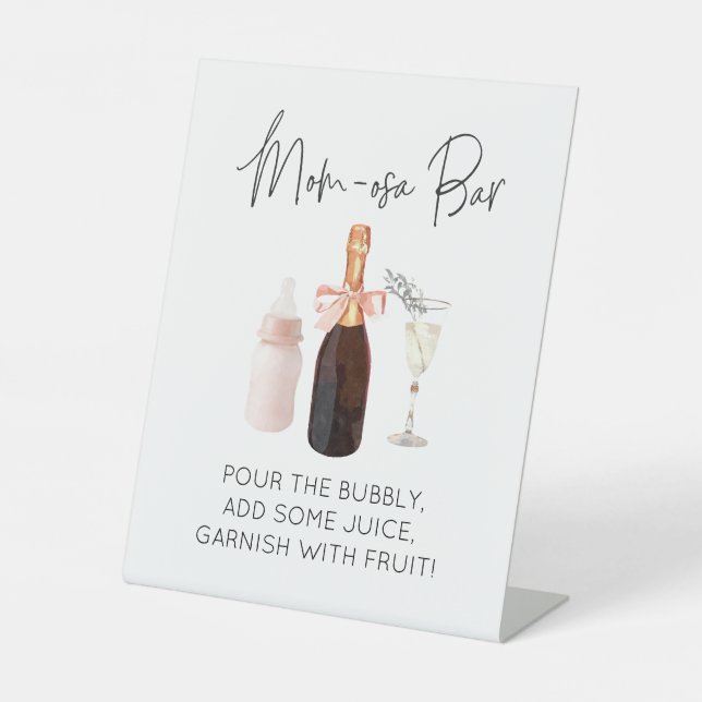 Panneau de la barre Mom-osa pour Baby shower rose (Recto)