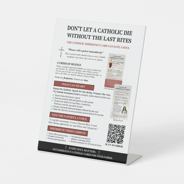 Panneau de la carte d'urgence catholique (Recto)