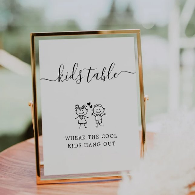Panneau de la table pour enfants | Panneau de tabl (Kids Table Sign | Minimalist Children's Table Sign)