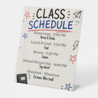 Panneau de l'horaire des cours de la fête de rentr