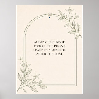 Panneau de livre d'or audio botanique Olive pour m