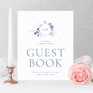 Panneau de livre d'or bleu poussiéreux