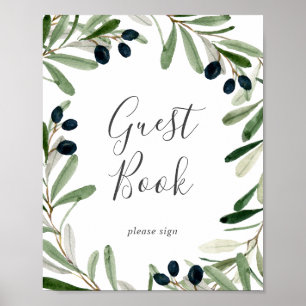 Panneau de livre d'or de branche d'olive moderne