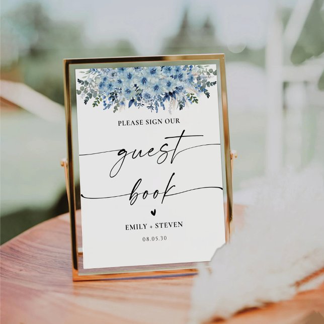 Panneau de livre d'or de mariage Blue Boho (Créateur téléchargé)