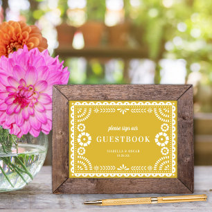 Panneau de Livre d'Or de Mariage en Papier Décoré