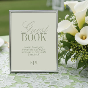 Panneau de livre d'or de mariage en papier vert sa