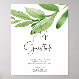 Panneau de livre d'or de mariage vert botanique po
