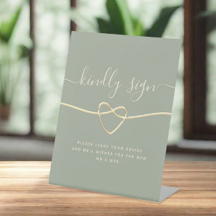 Panneau de livre d'or de mariage vert sauge avec c