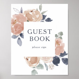 Panneau de livre d'or floral rustique simple