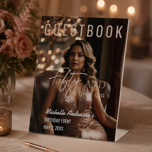 Panneau de livre d'or Rose Gold Fifty and Fabulous