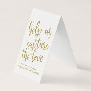 Panneau de mariage à hashtag paillettes dorées cal